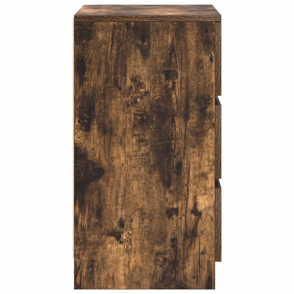 Table de chevet avec 3 tiroirs chêne fumé 39x35x65 cm - XIOS
