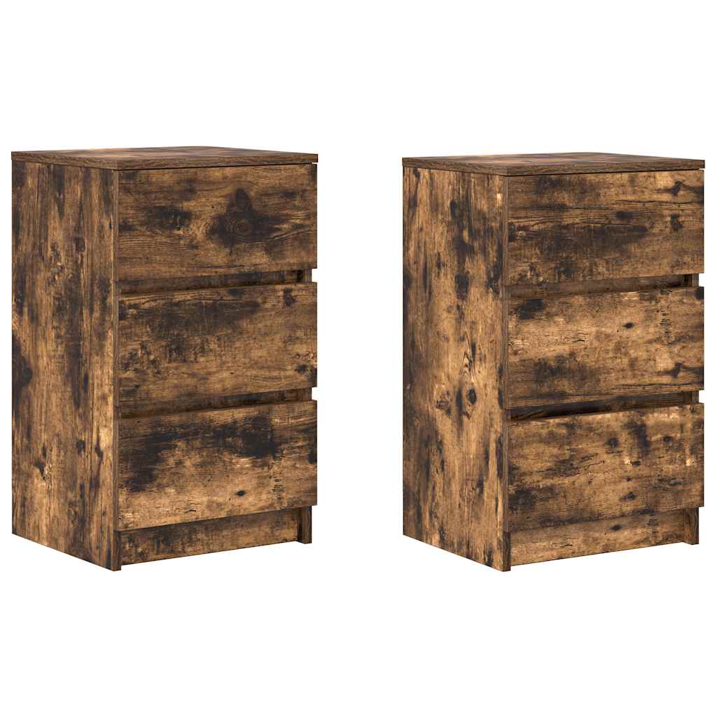 Tables de chevet avec 3 tiroirs 2 pcs chêne fumé 39x35x65 cm - XIOS