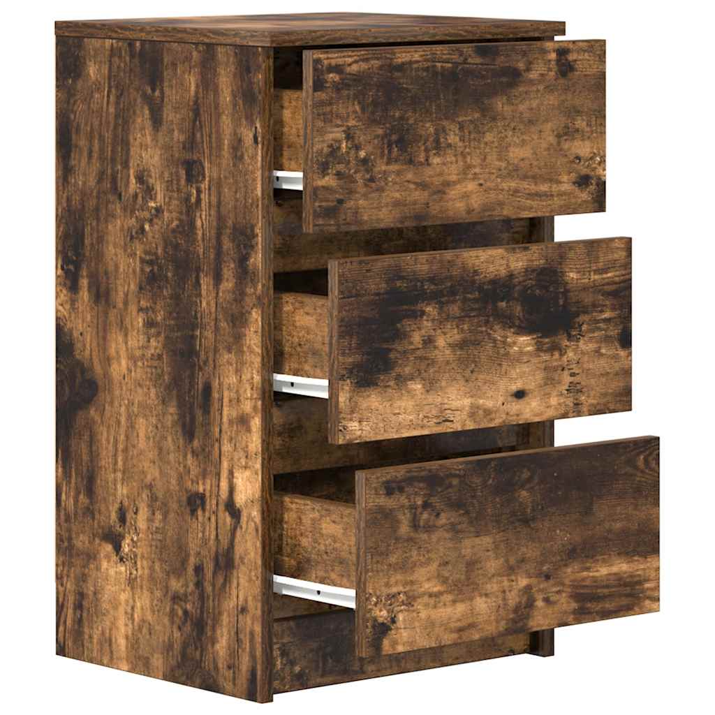 Tables de chevet avec 3 tiroirs 2 pcs chêne fumé 39x35x65 cm - XIOS