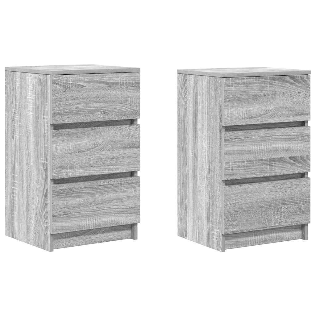 Tables de chevet avec 3 tiroirs 2 pcs sonoma gris 39x35x65 cm - XIOS