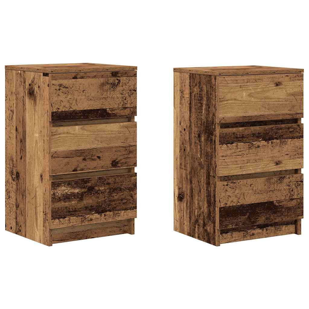 Tables de chevet avec 3 tiroirs 2 pcs vieux bois 39x35x65 cm - XIOS