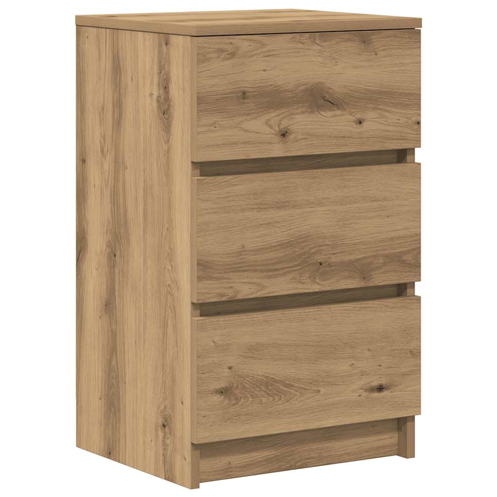 Table de chevet avec 3 tiroirs chêne artisanal 39x35x65 cm - XIOS
