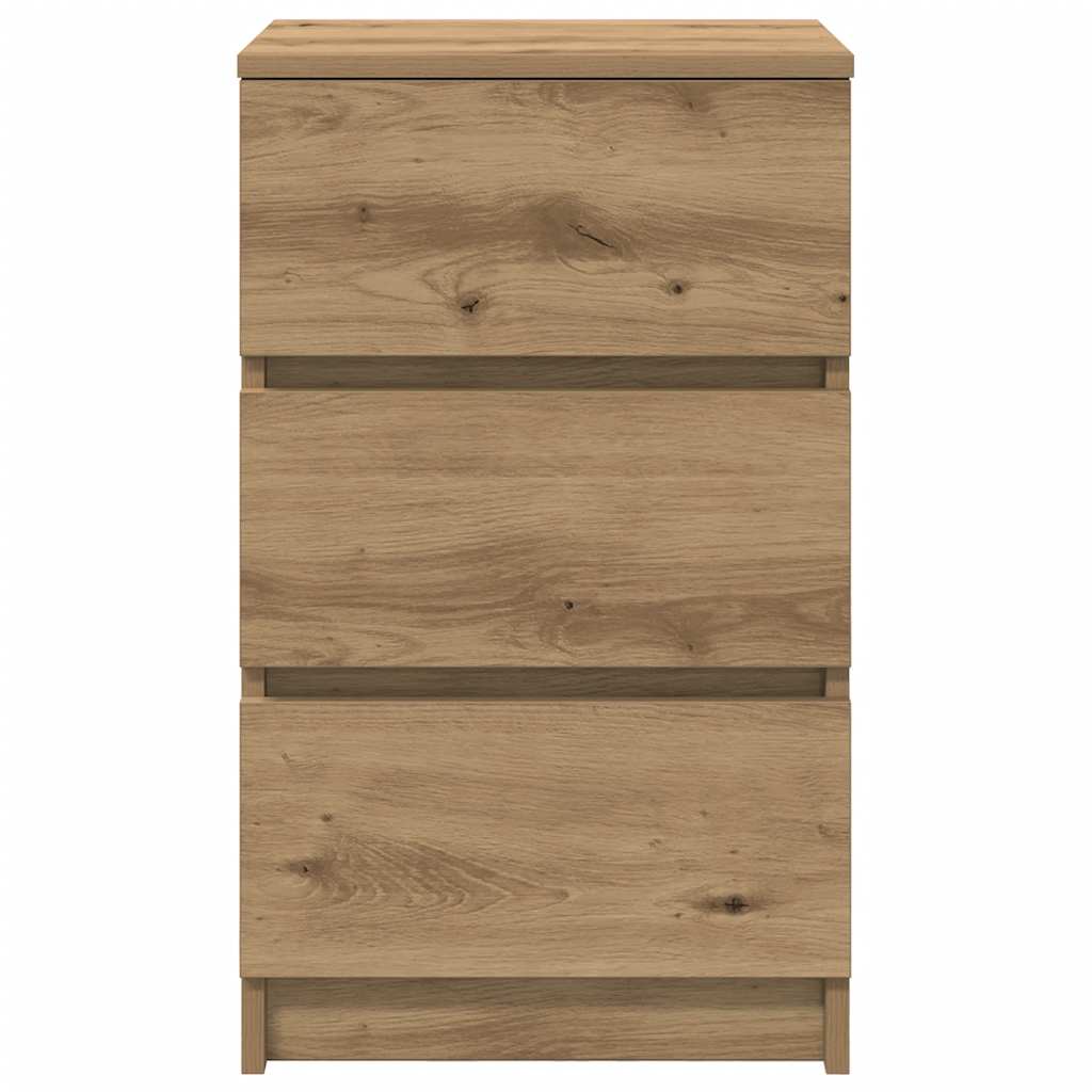 Table de chevet avec 3 tiroirs chêne artisanal 39x35x65 cm - XIOS