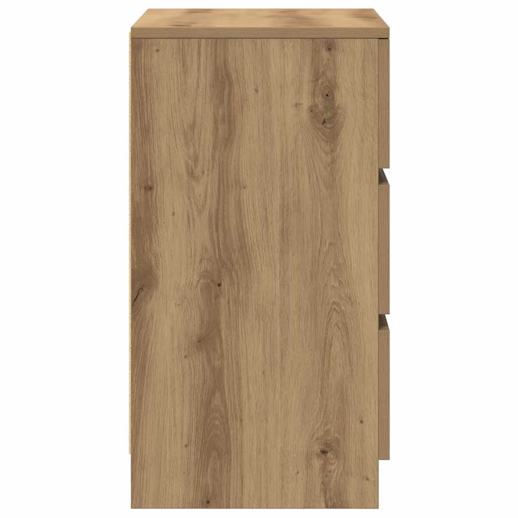 Table de chevet avec 3 tiroirs chêne artisanal 39x35x65 cm - XIOS