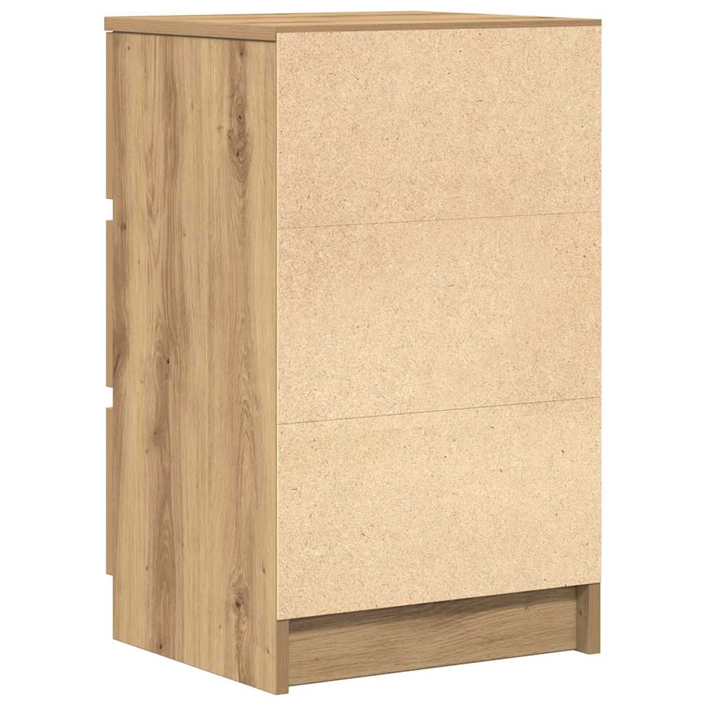 Table de chevet avec 3 tiroirs chêne artisanal 39x35x65 cm - XIOS