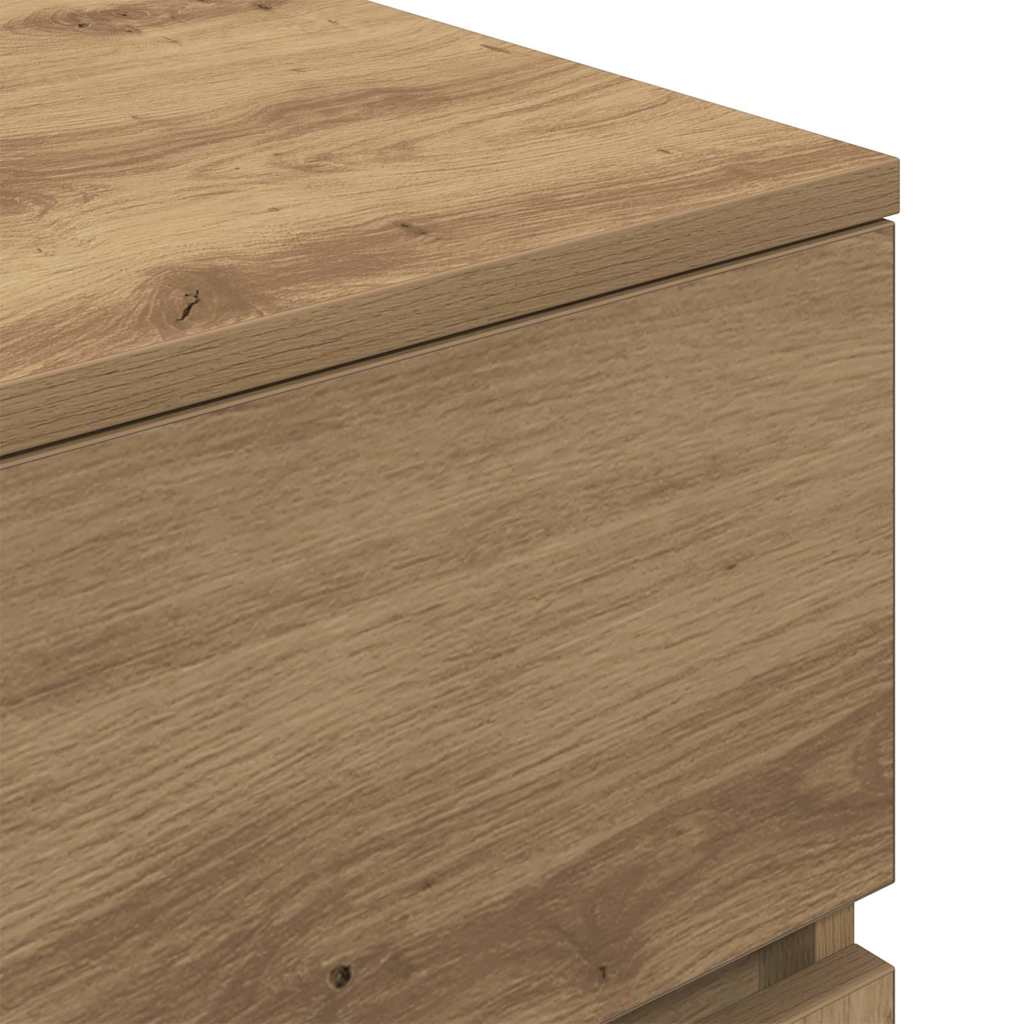 Table de chevet avec 3 tiroirs chêne artisanal 39x35x65 cm - XIOS