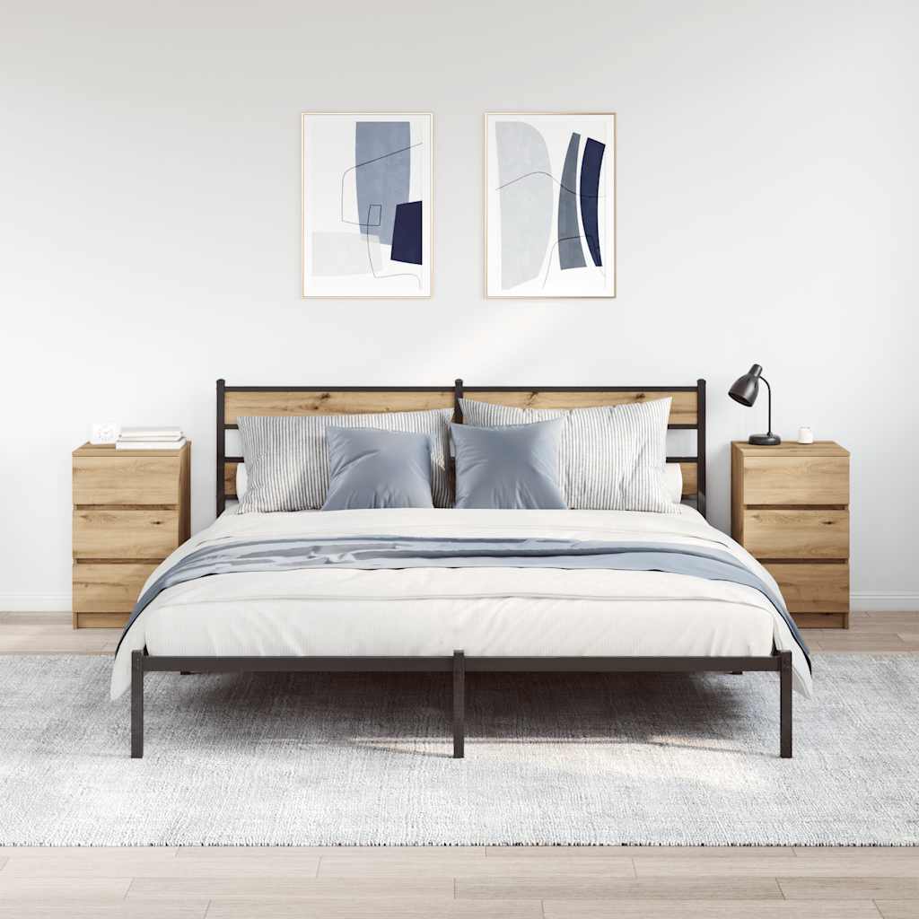 Tables de chevet 3 tiroirs 2 pcs chêne artisanal 39x35x65 cm