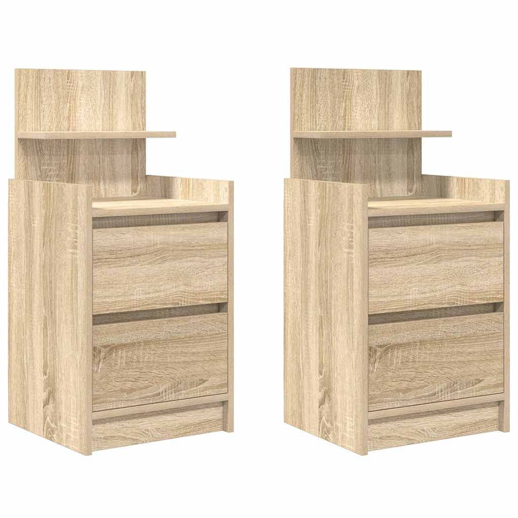 Tables de chevet avec 2 tiroirs 2 pcs chêne sonoma 38x34x80 cm - XIOS