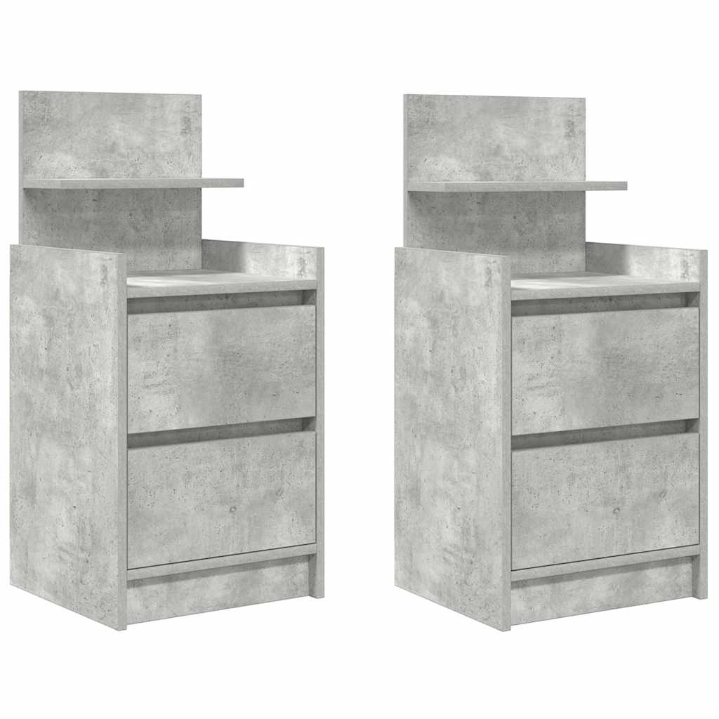 Tables de chevet avec 2 tiroirs 2 pcs gris béton 38x34x80 cm - XIOS