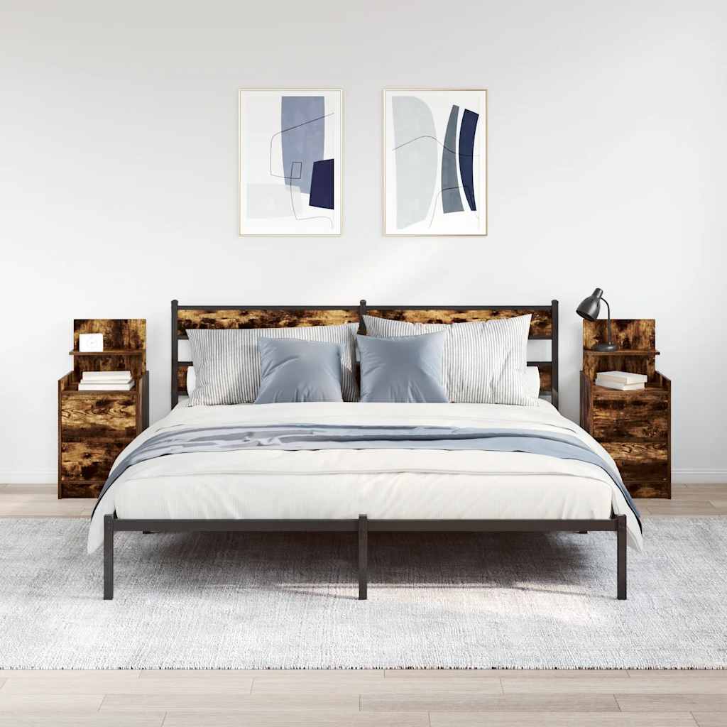 Tables de chevet avec 2 tiroirs 2 pcs chêne fumé 38x34x80 cm - XIOS