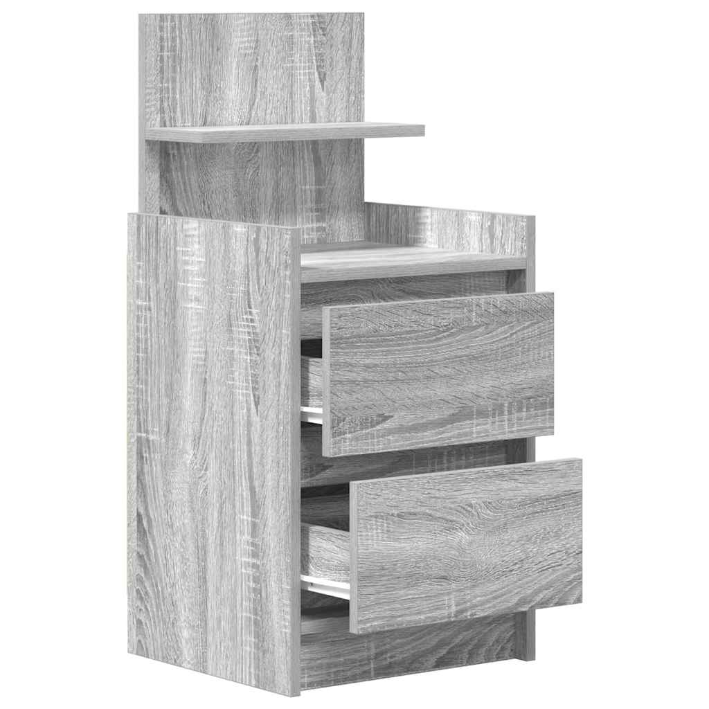 Table de chevet avec 2 tiroirs sonoma gris 38x34x80 cm