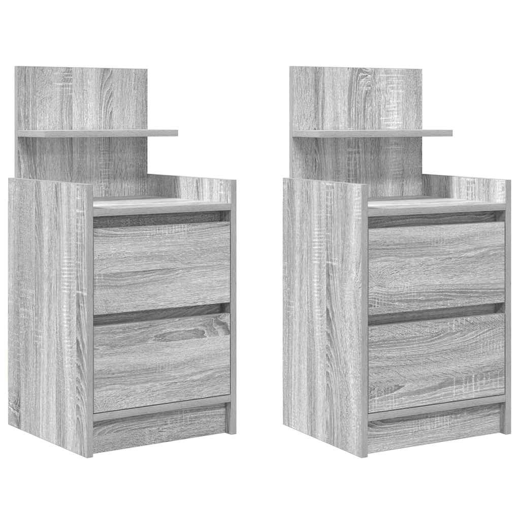 Tables de chevet avec 2 tiroirs 2 pcs sonoma gris 38x34x80 cm - XIOS