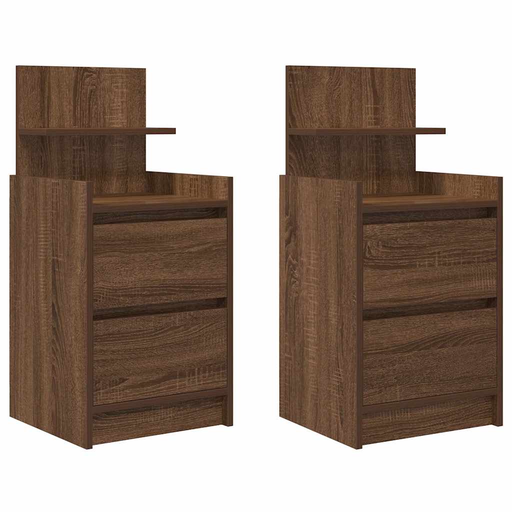 Tables de chevet avec 2 tiroirs 2 pcs chêne marron 38x34x80 cm - XIOS