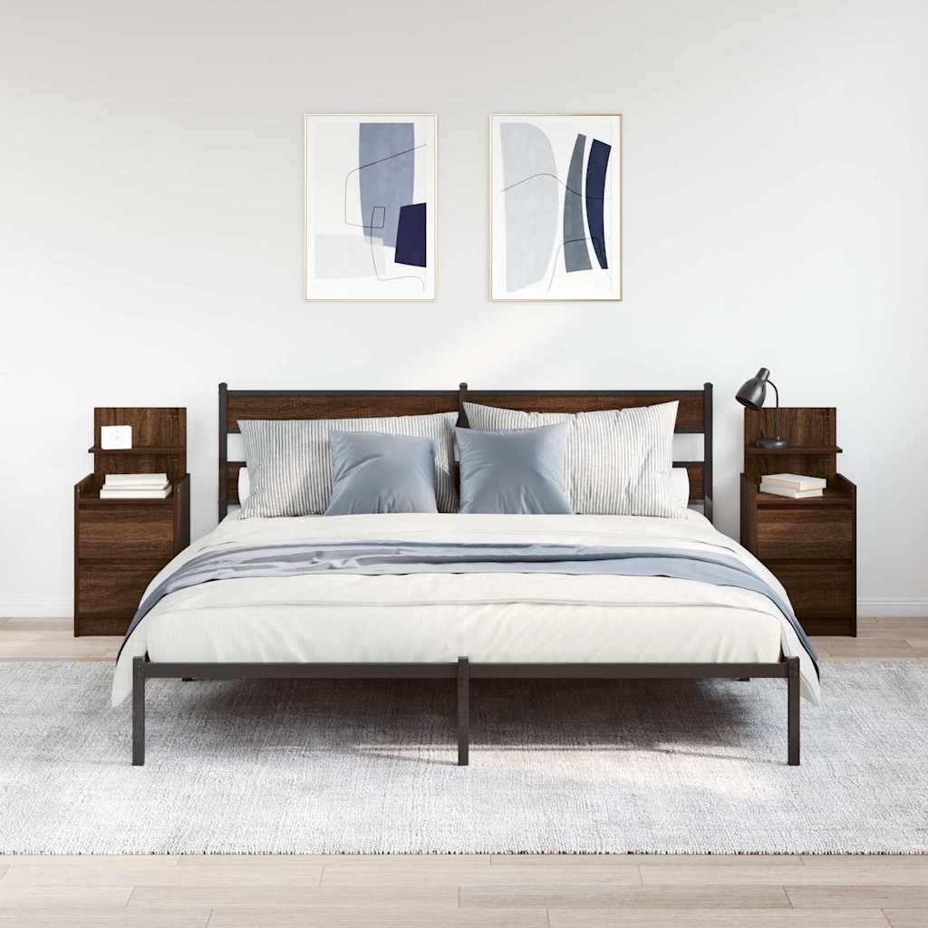 Tables de chevet avec 2 tiroirs 2 pcs chêne marron 38x34x80 cm - XIOS