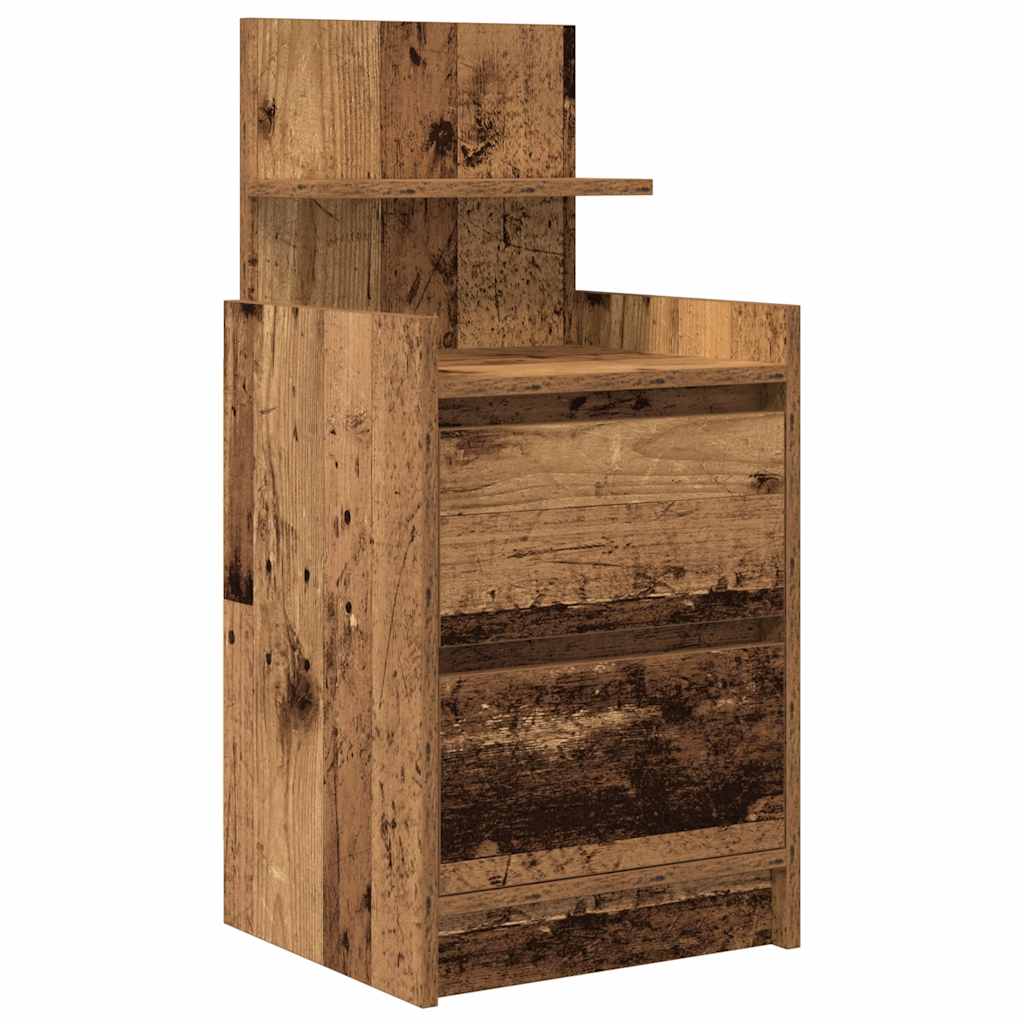 Table de chevet avec 2 tiroirs vieux bois 38x34x80 cm - XIOS