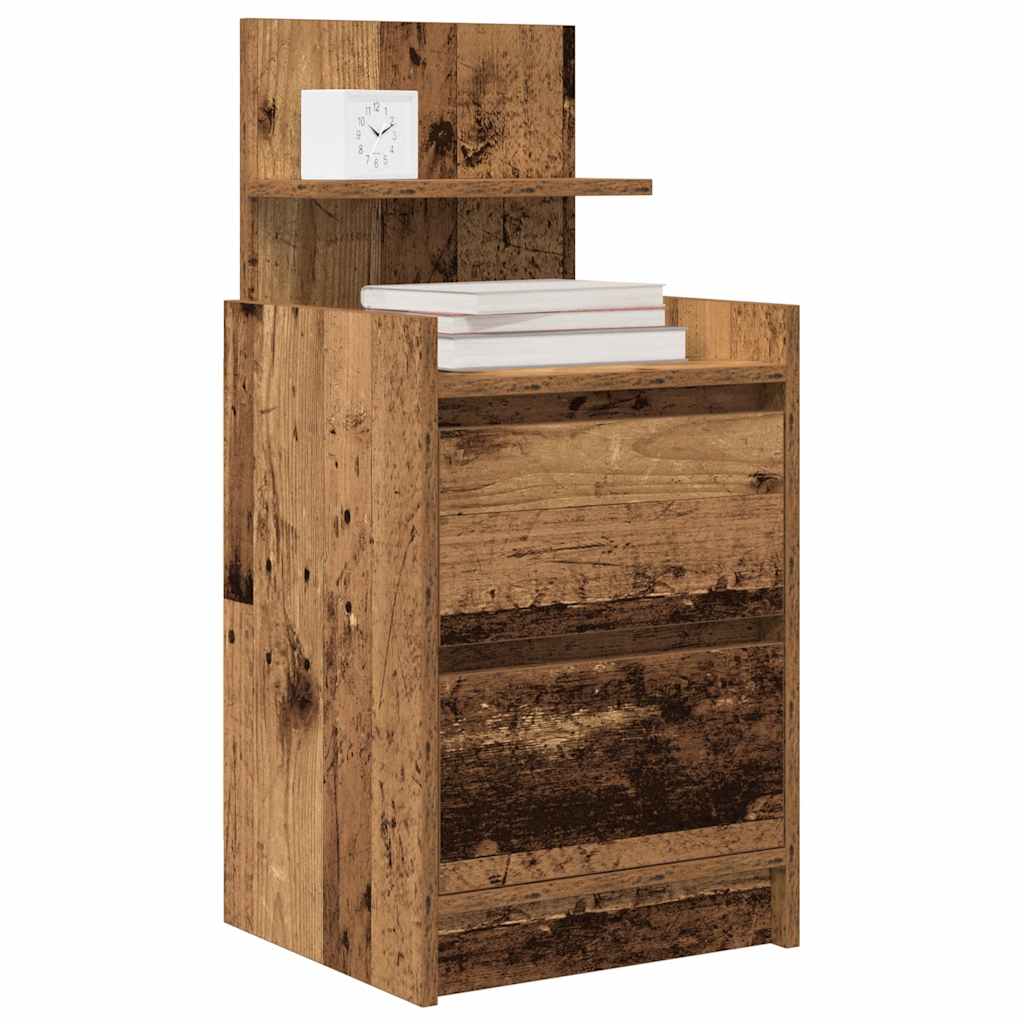 Table de chevet avec 2 tiroirs vieux bois 38x34x80 cm - XIOS