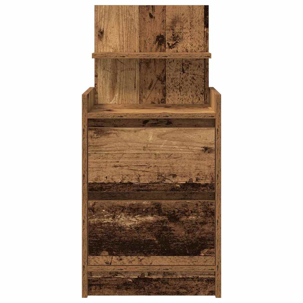 Table de chevet avec 2 tiroirs vieux bois 38x34x80 cm - XIOS