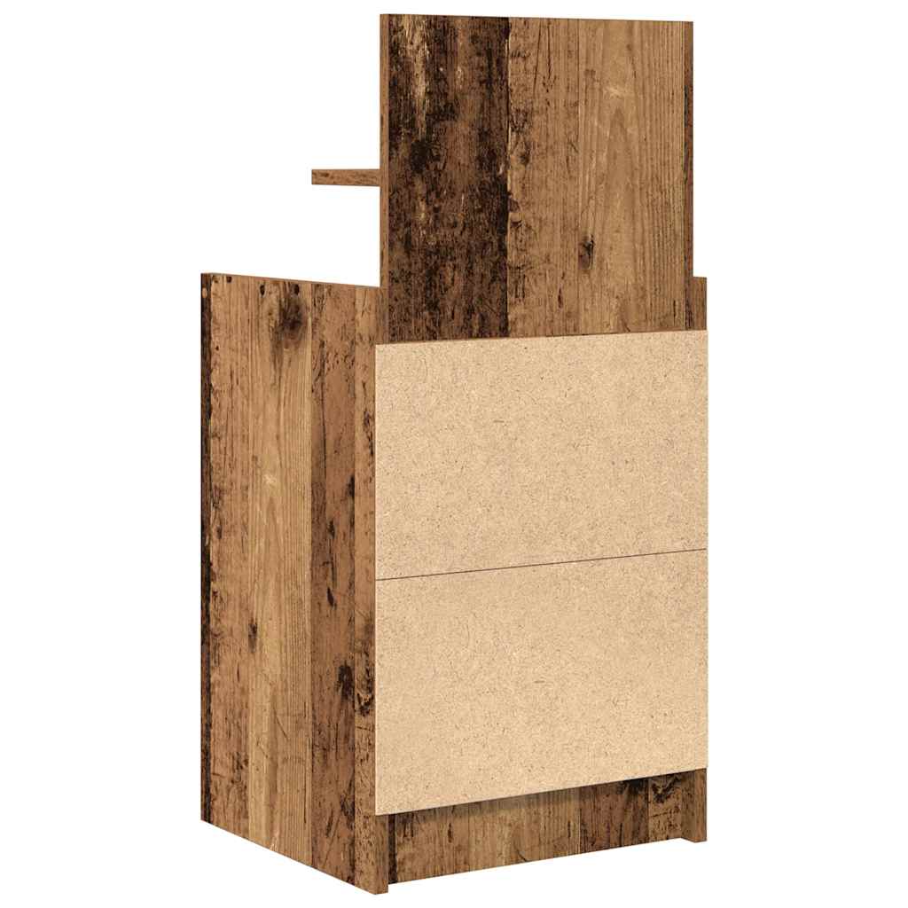 Table de chevet avec 2 tiroirs vieux bois 38x34x80 cm - XIOS