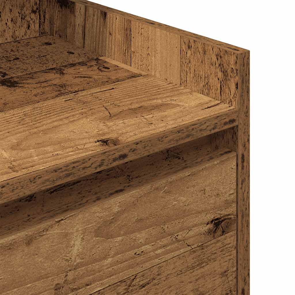 Table de chevet avec 2 tiroirs vieux bois 38x34x80 cm - XIOS