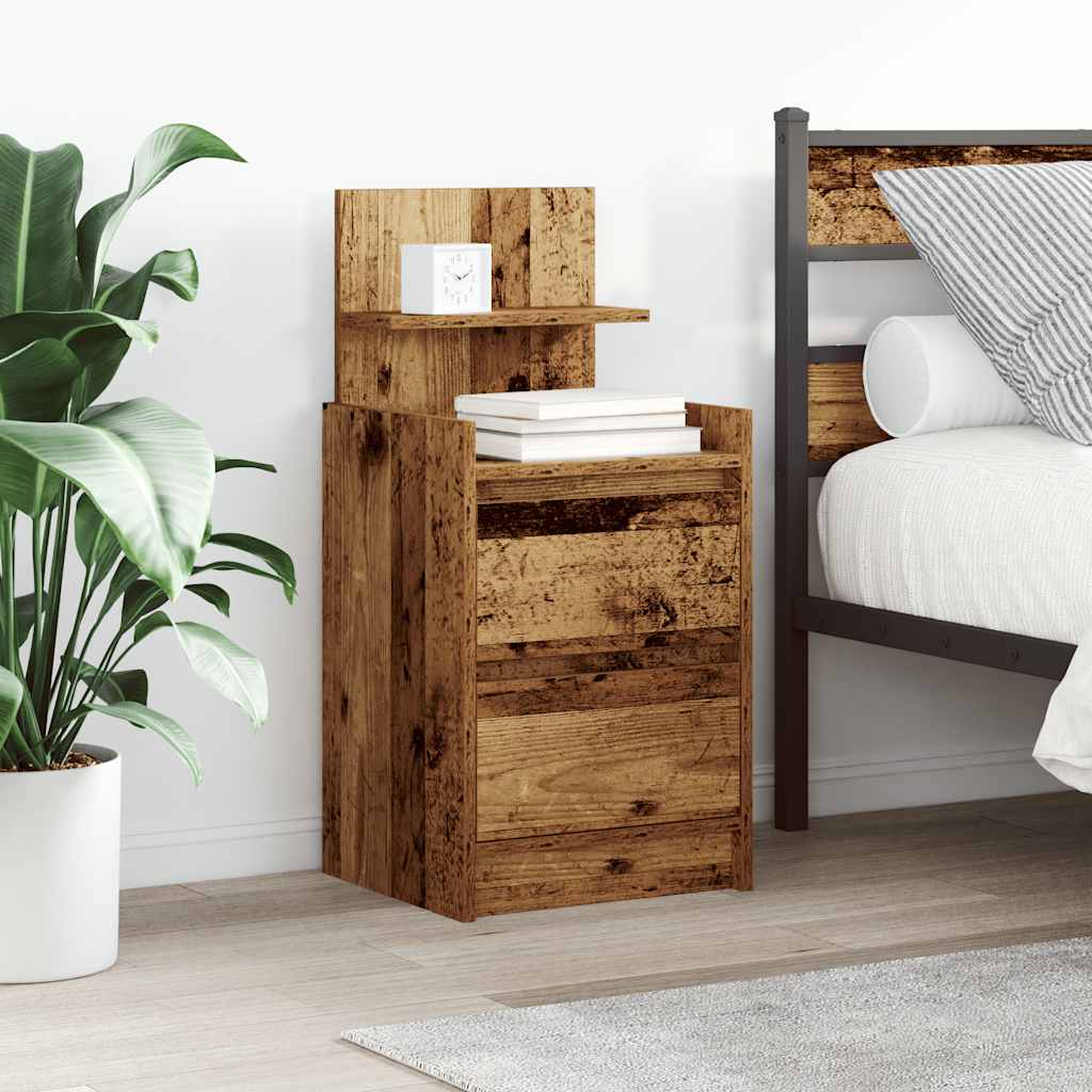 Table de chevet avec 2 tiroirs vieux bois 38x34x80 cm - XIOS