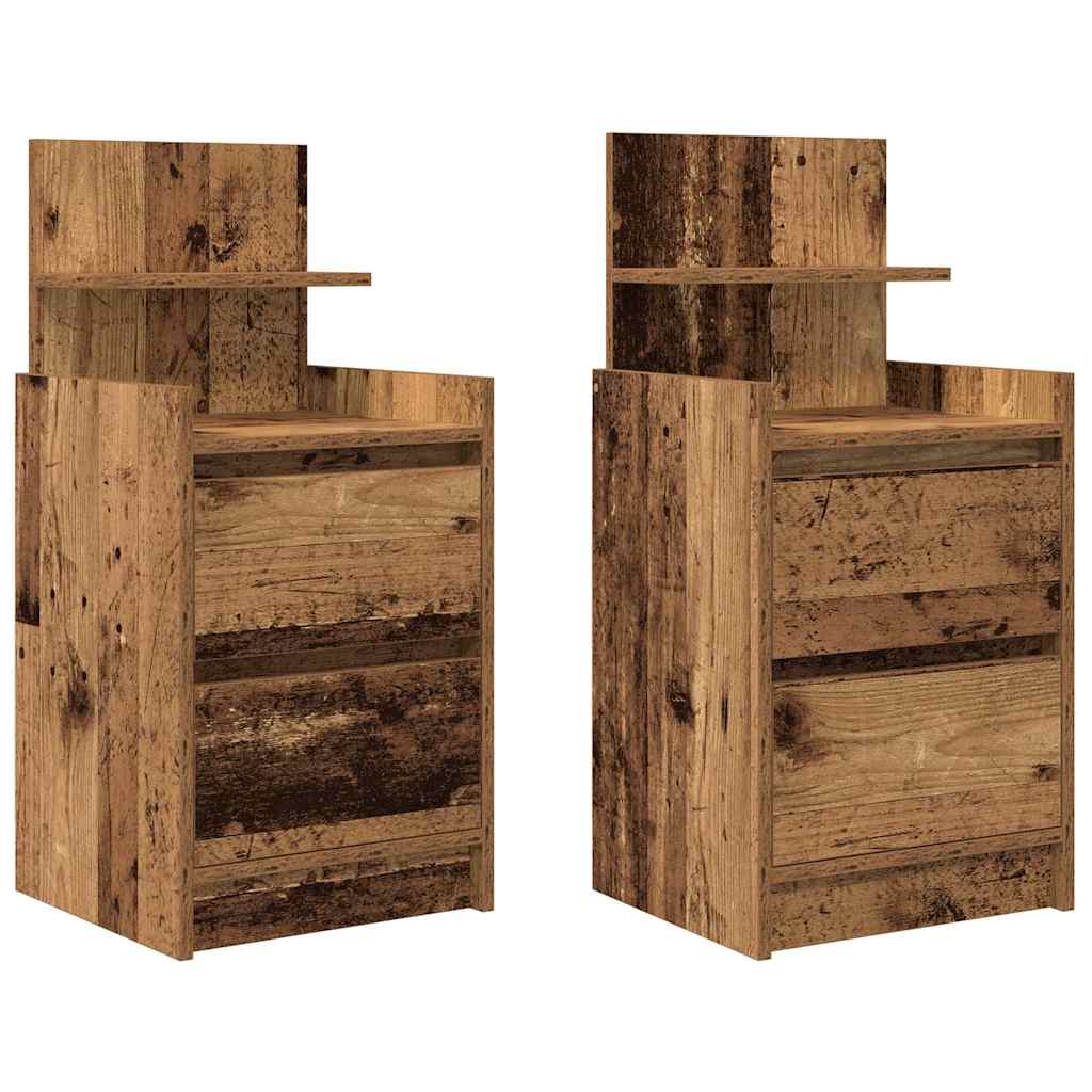 Tables de chevet avec 2 tiroirs 2 pcs vieux bois 38x34x80 cm - XIOS