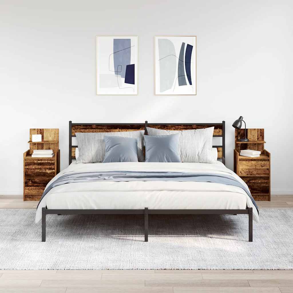 Tables de chevet avec 2 tiroirs 2 pcs vieux bois 38x34x80 cm - XIOS