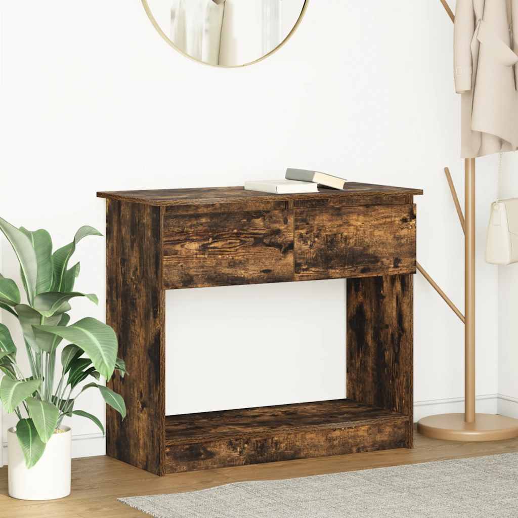 Table console avec tiroirs chêne fumé 85,5x38,5x74,5 cm - XIOS