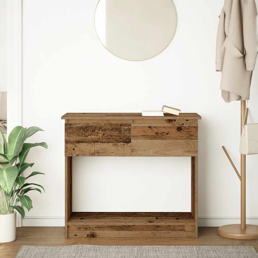 Table console avec tiroirs vieux bois 85,5x38,5x74,5 cm - XIOS