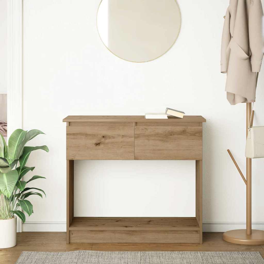 Table console avec tiroirs chêne artisanal 85,5x38,5x74,5 cm - XIOS