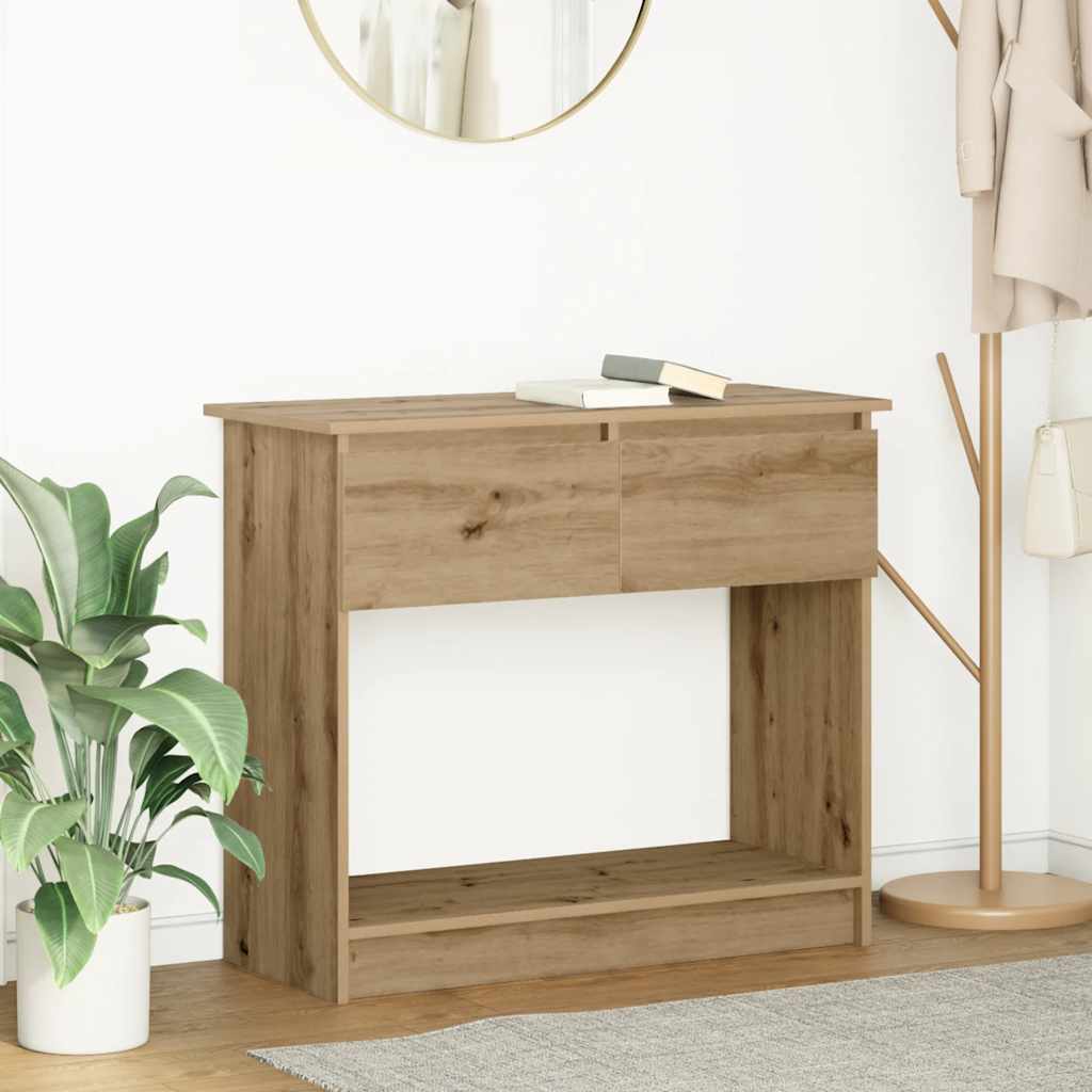 Table console avec tiroirs chêne artisanal 85,5x38,5x74,5 cm - XIOS