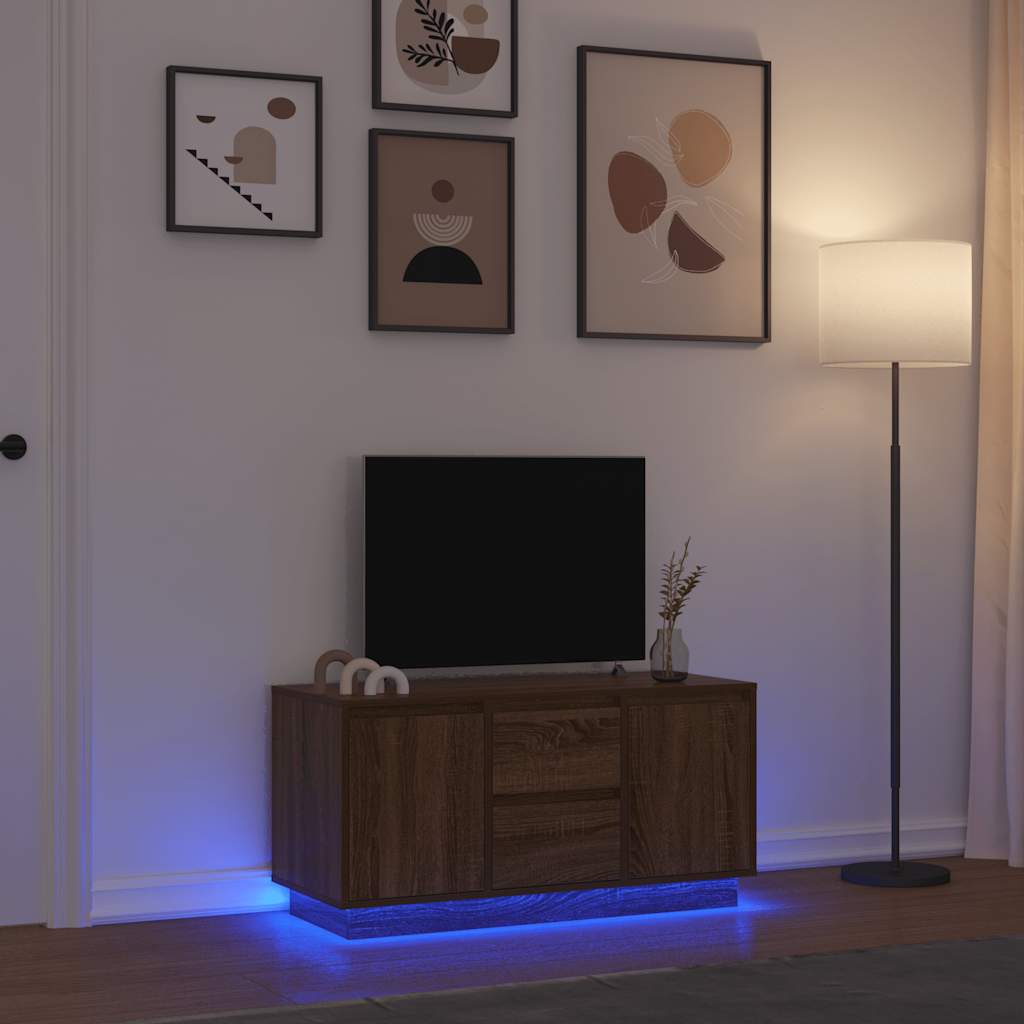 Meuble TV avec lumières LED chêne marron 100x41x50 cm - XIOS