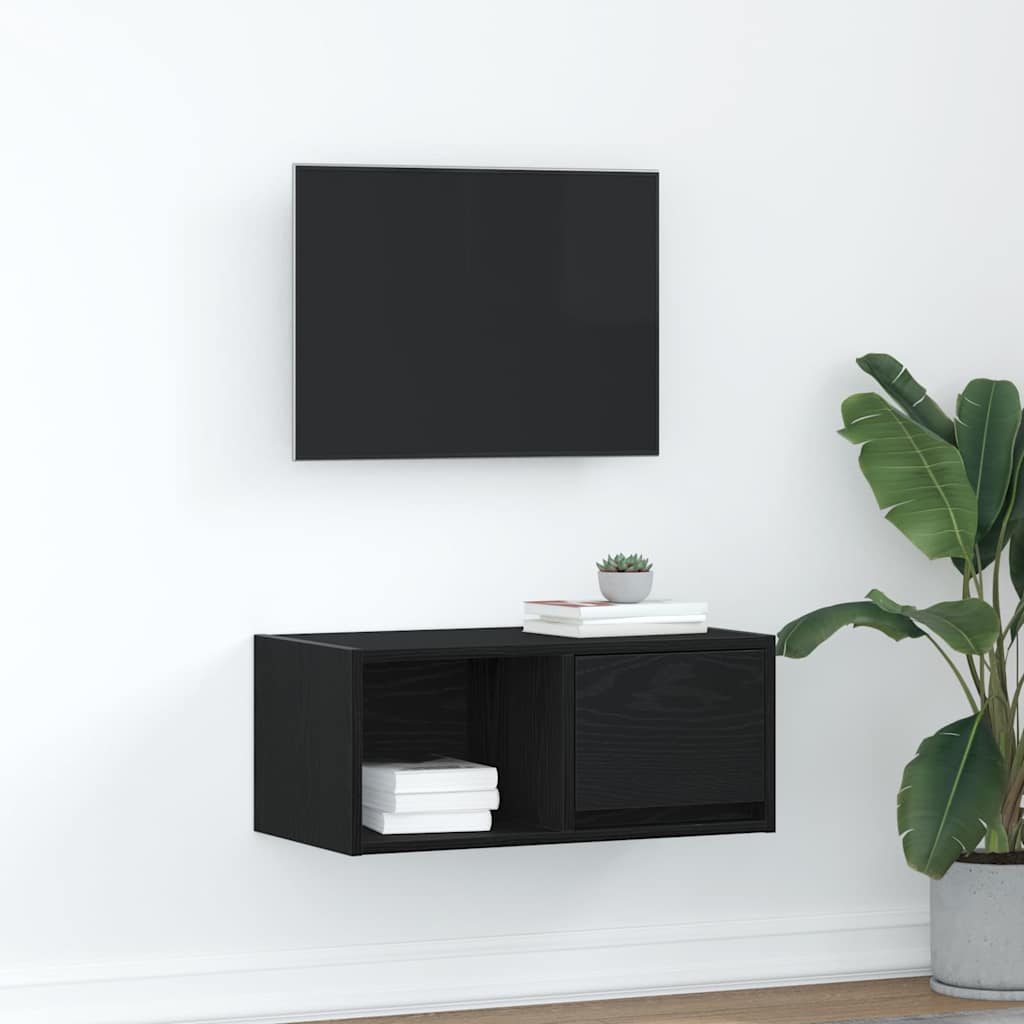 Meuble TV chêne noir 60x31x25,5 cm bois d'ingénierie - XIOS