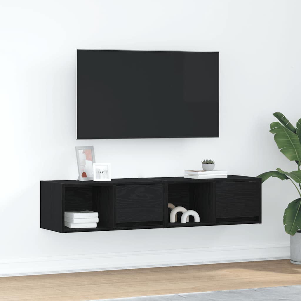 Meubles TV 2 pcs chêne noir 60x31x25,5 cm bois d'ingénierie - XIOS