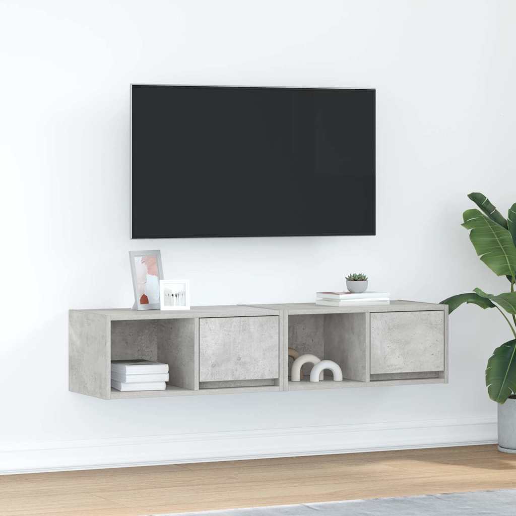 Meubles TV 2 pcs gris béton 60x31x25,5 cm bois d'ingénierie - XIOS