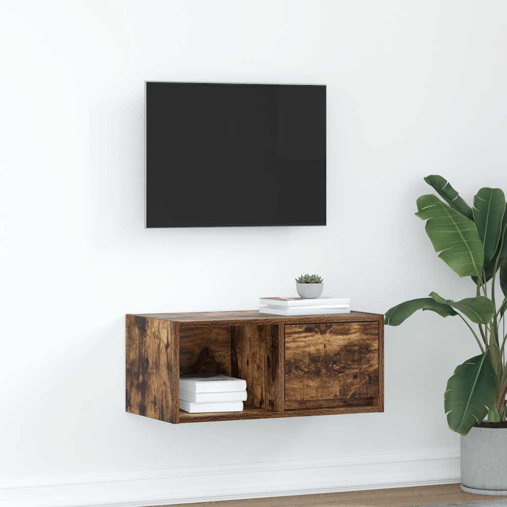 Meuble TV chêne fumé 60x31x25,5 cm bois d'ingénierie - XIOS