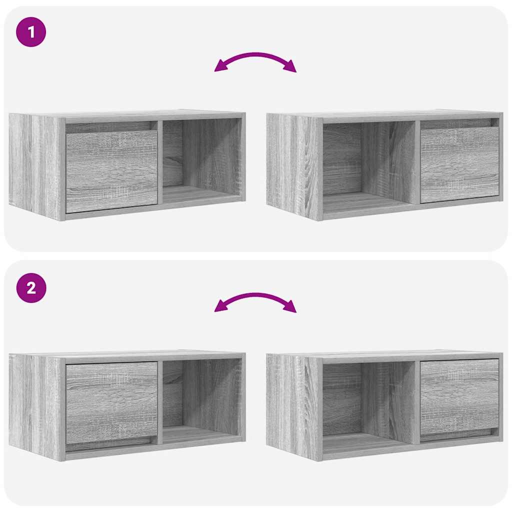Meuble TV sonoma gris 60x31x25,5 cm bois d'ingénierie - XIOS