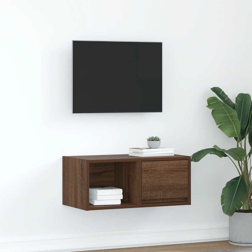 Meuble TV chêne marron 60x31x25,5 cm bois d'ingénierie - XIOS