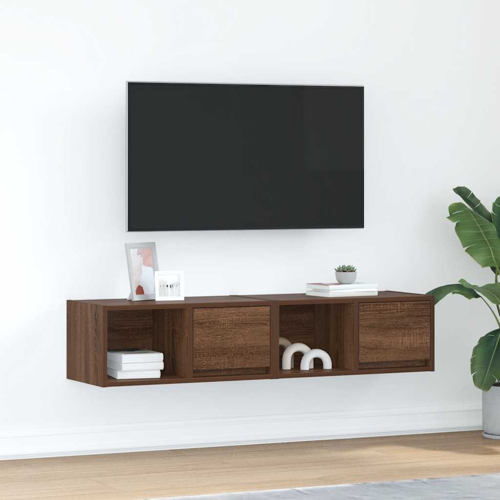 Meuble TV 2 pcs chêne marron 60x31x25,5 cm bois d'ingénierie - XIOS