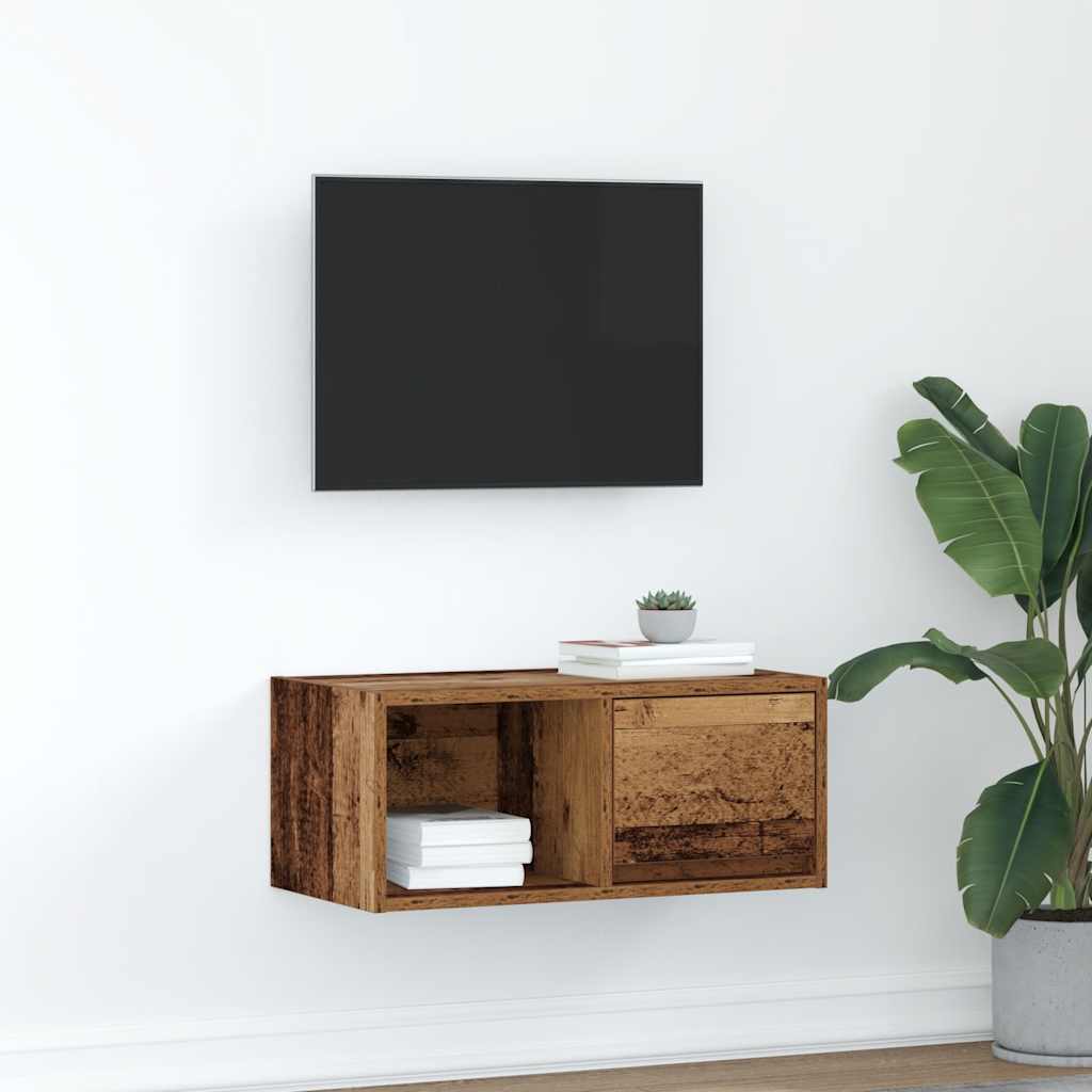 Meuble TV vieux bois 60x31x25,5 cm bois d'ingénierie - XIOS