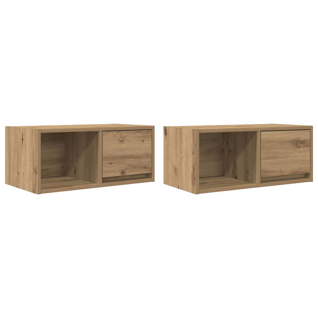 Meubles TV 2 pcs chêne artisanal 60x31x25,5cm bois d'ingénierie - XIOS
