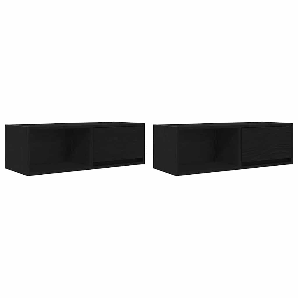 Meuble TV 2 pcs chêne noir 80x31x25,5 cm bois d'ingénierie - XIOS