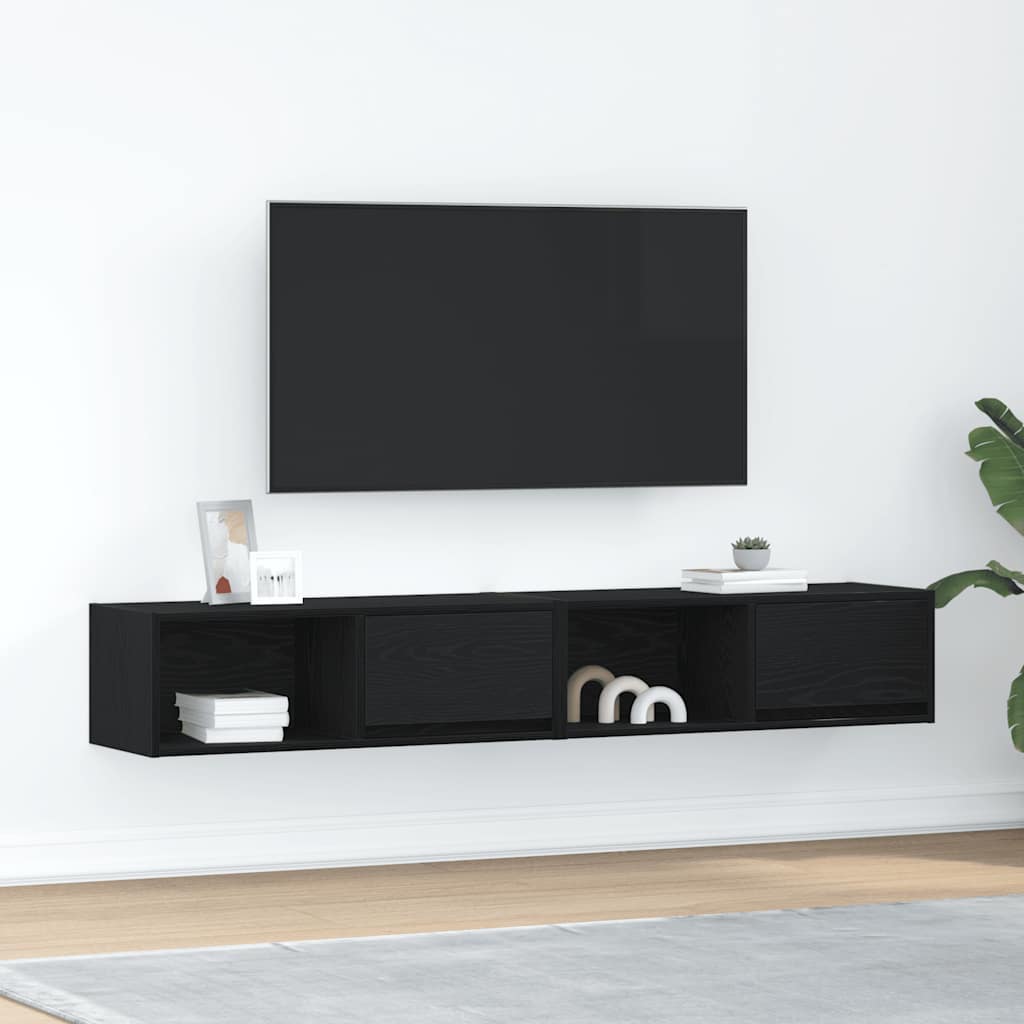 Meuble TV 2 pcs chêne noir 80x31x25,5 cm bois d'ingénierie - XIOS