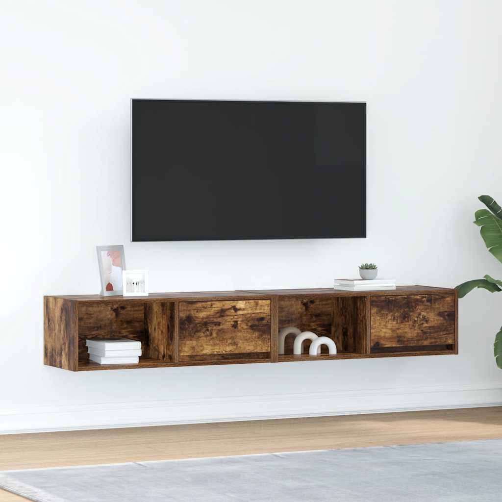 Meubles TV 2 pcs chêne fumé 80x31x25,5 cm bois d'ingénierie - XIOS