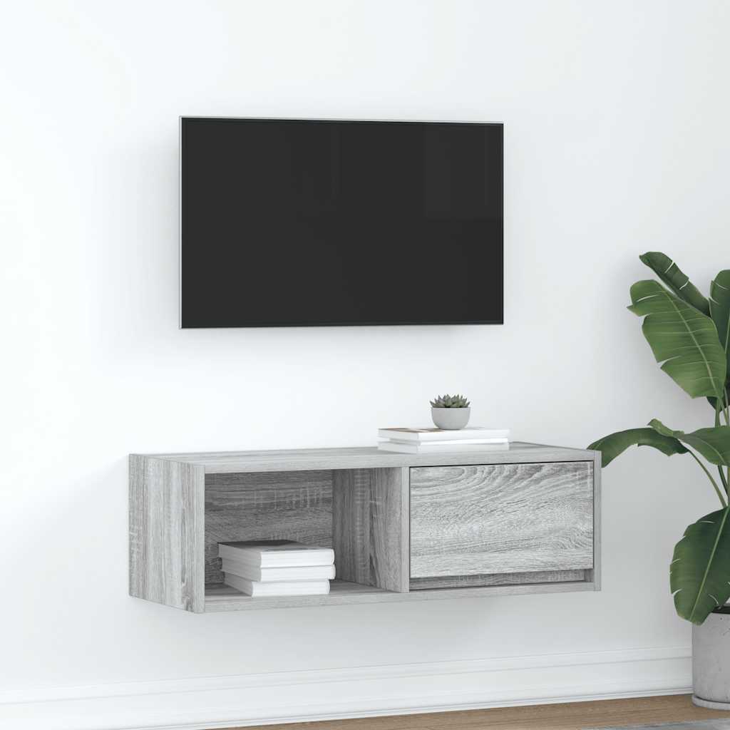 Meuble TV sonoma gris 80x31x25,5 cm bois d'ingénierie - XIOS