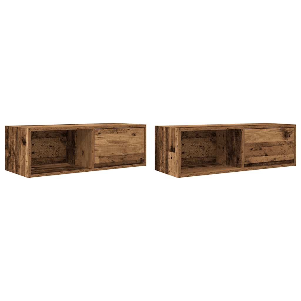 Meubles TV 2 pcs vieux bois 80x31x25,5 cm bois d'ingénierie - XIOS