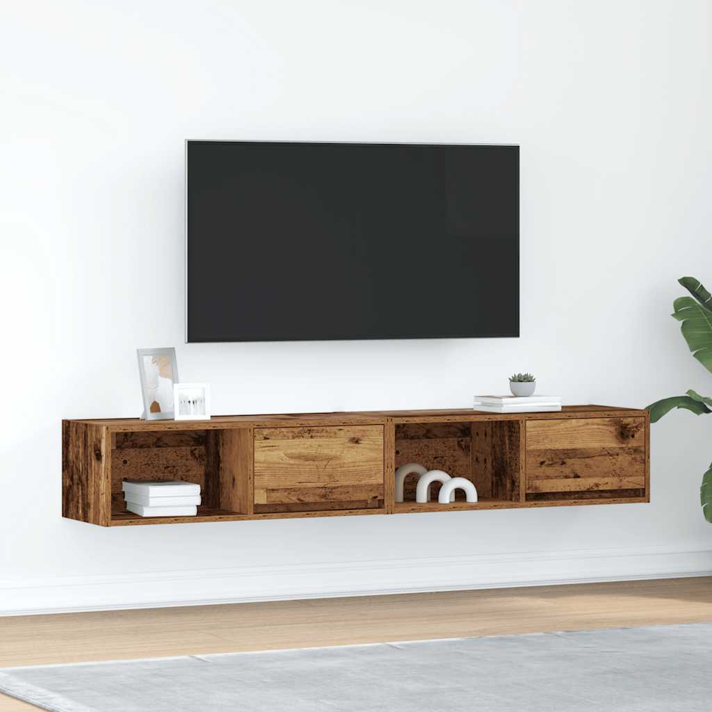 Meubles TV 2 pcs vieux bois 80x31x25,5 cm bois d'ingénierie - XIOS