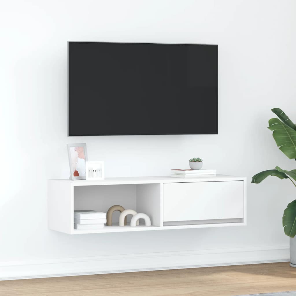 Meuble TV blanc 100x31x25,5 cm bois d'ingénierie - XIOS
