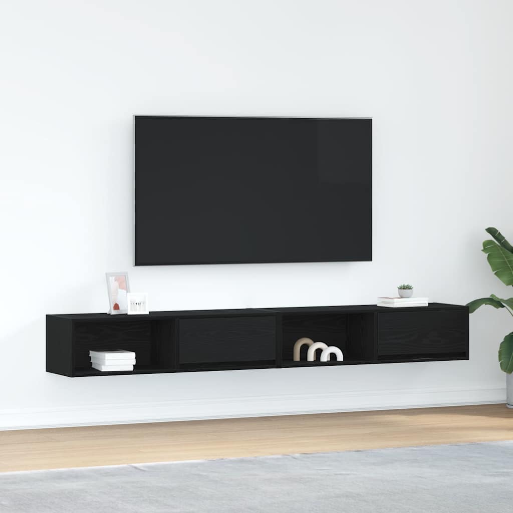 Meuble TV 2 pcs chêne noir 100x31x25,5 cm bois d'ingénierie - XIOS
