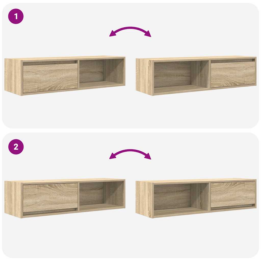 Meuble TV chêne sonoma 100x31x25,5 cm bois d'ingénierie - XIOS