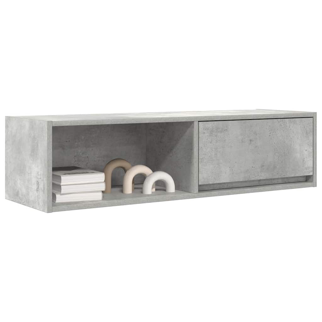 Meuble TV gris béton 100x31x25,5 cm bois d'ingénierie - XIOS